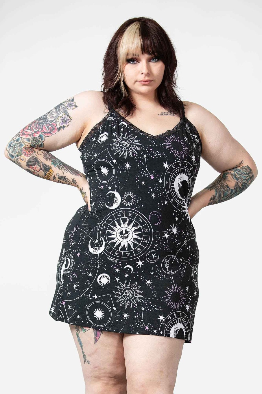 Plus KILLSTAR Loungewear | Astral Lace Cami Dress [Plus] Black