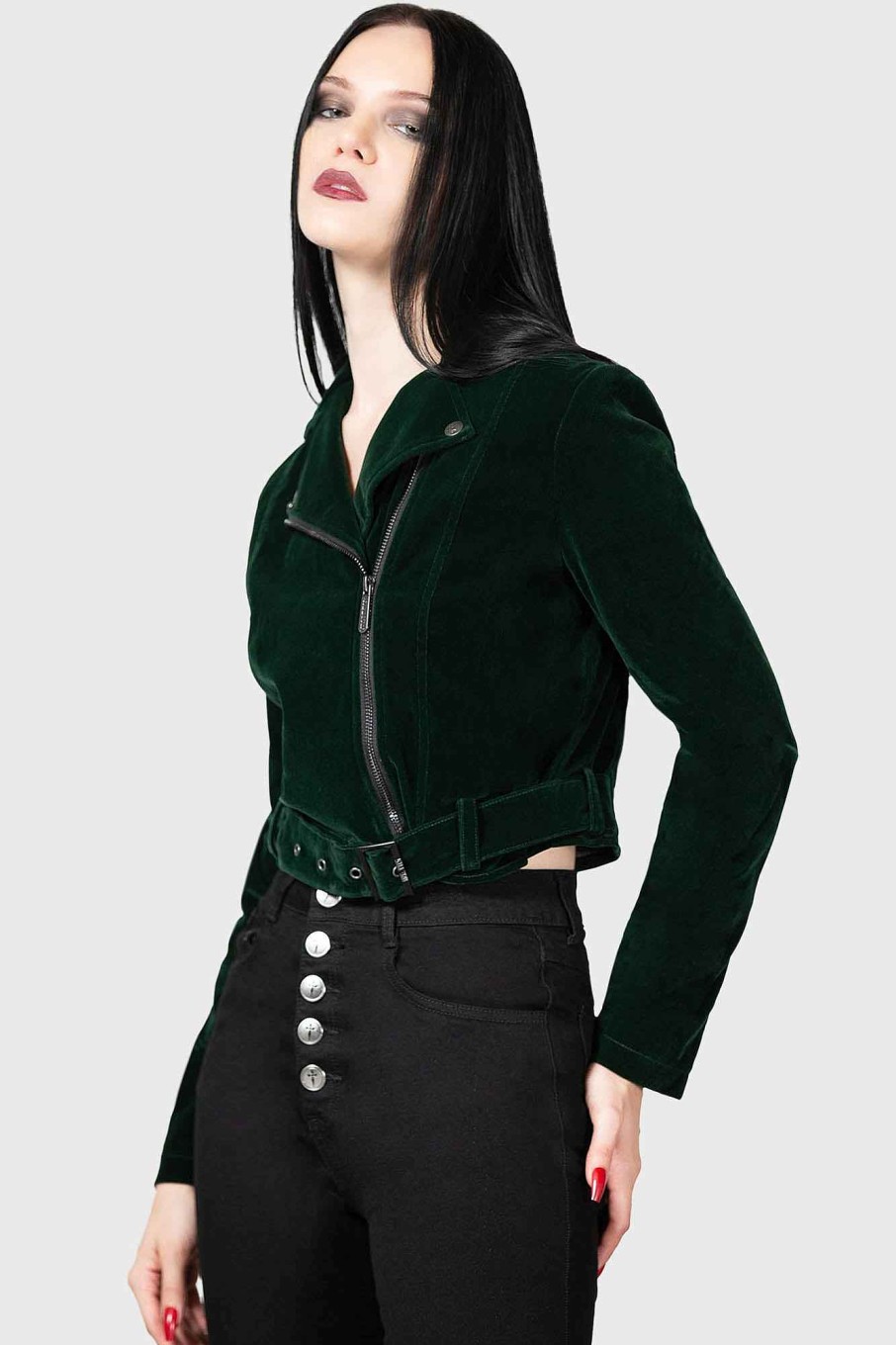 Women KILLSTAR Outerwear | Emerald Goddess Biker Jacket Green