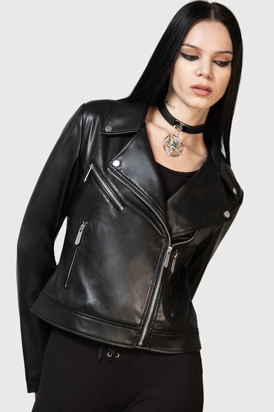 Women KILLSTAR Outerwear | Night Wrath Biker Jacket Black