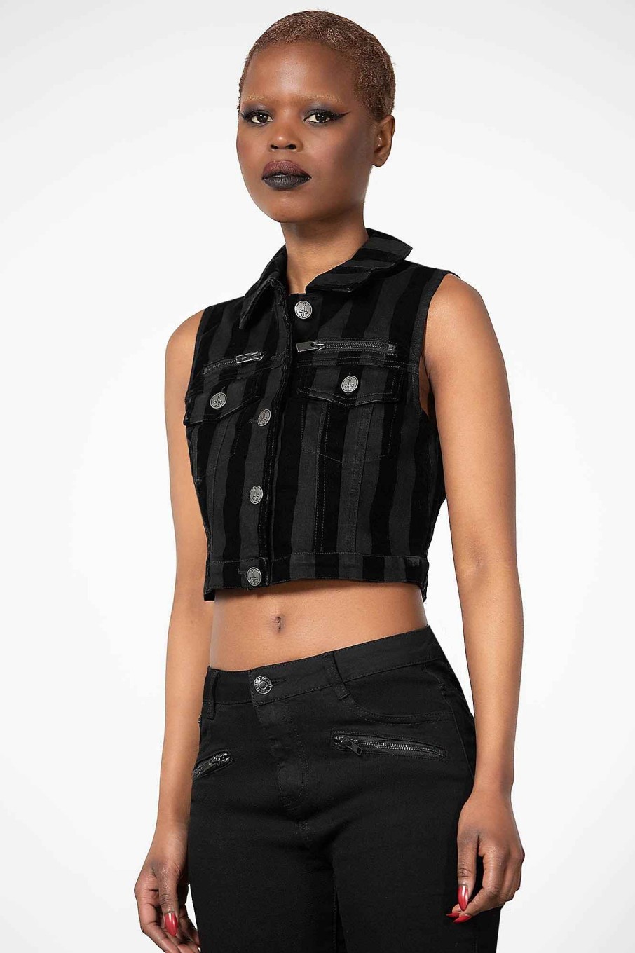 Women KILLSTAR Tops | Notorious Trucker Vest Black