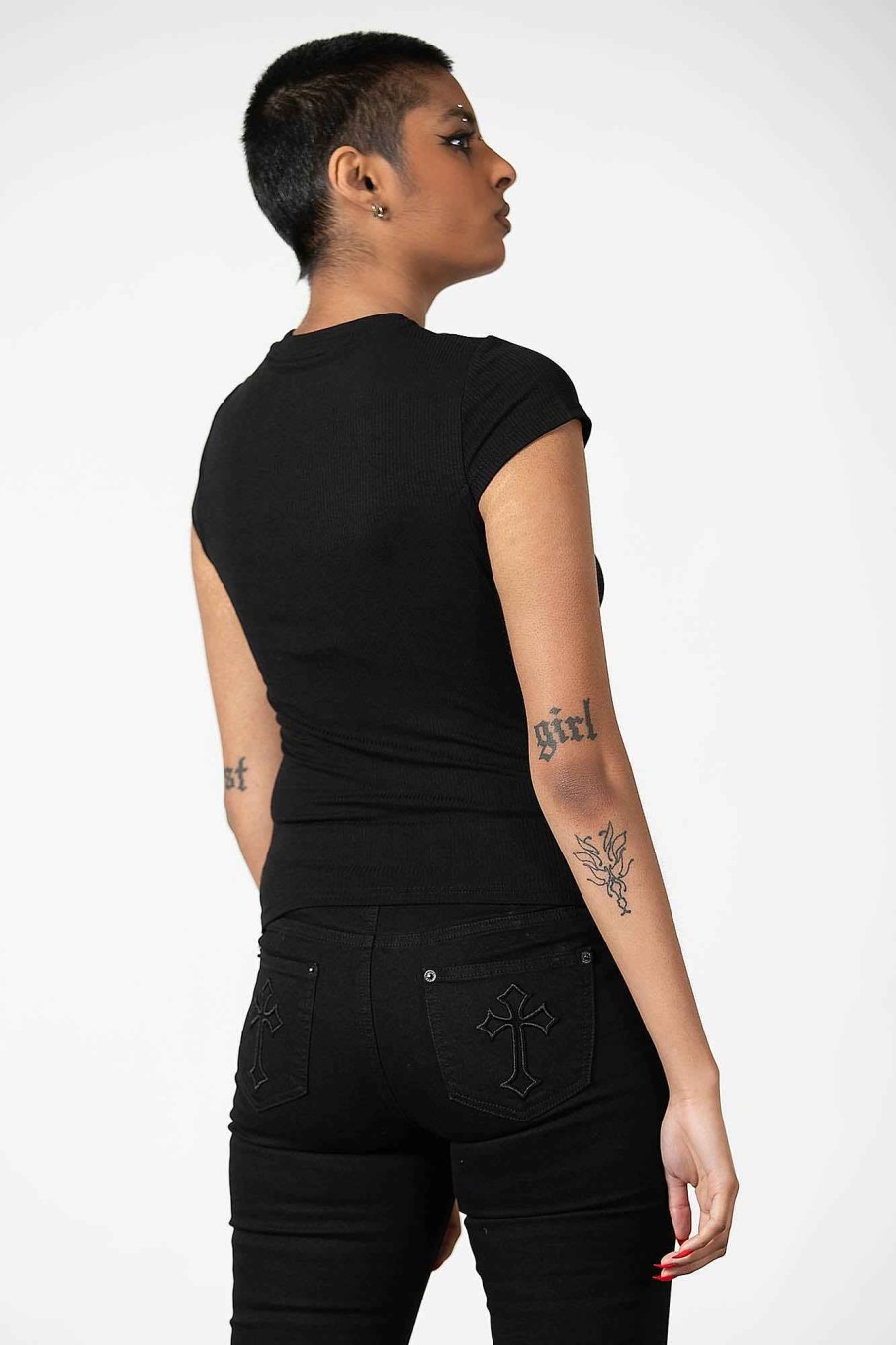 Women KILLSTAR Tops | Trudy Keyhole Top Black