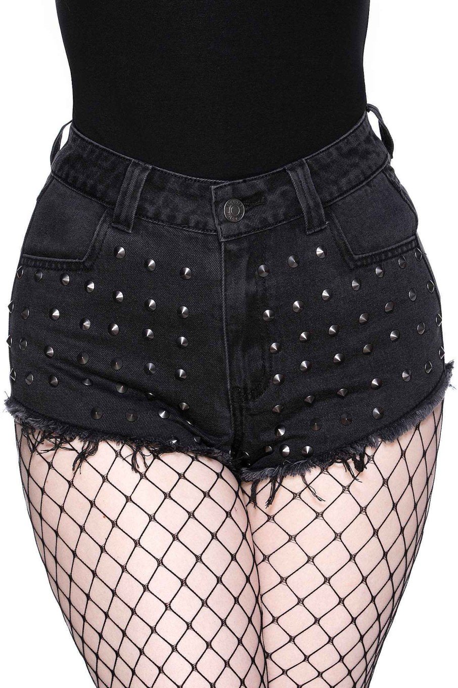 Women KILLSTAR Bottoms | Liberty Studded Shorts [Ash] Grey