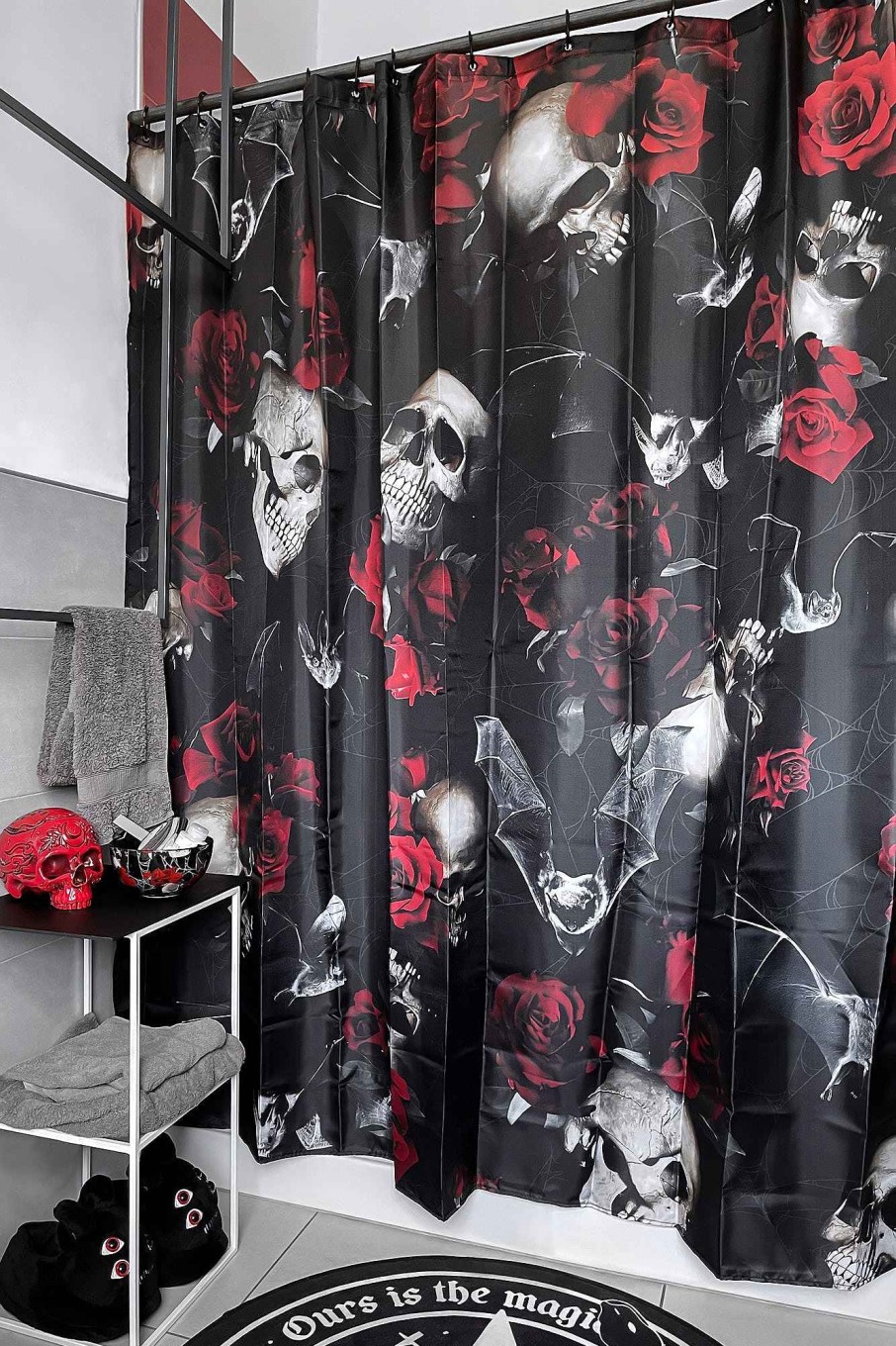 Home KILLSTAR Shower Curtains | Haunted Garden Shower Curtain Black