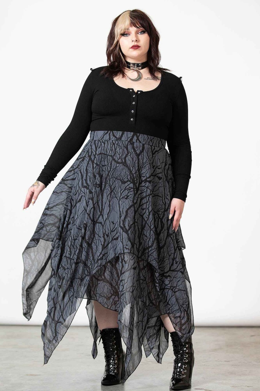 Plus KILLSTAR Bottoms | Dasia Maxi Skirt [Plus] Black