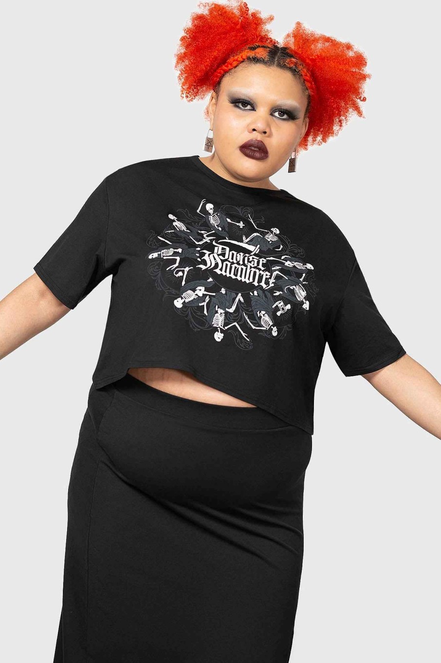 Plus KILLSTAR Co-Ords | Danse Macabre Crop Top [Plus] Black