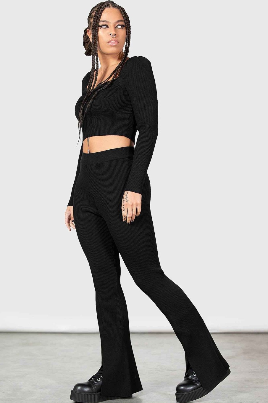 Women Killstar Co-Ords | Sinereous Flare Leggings Black