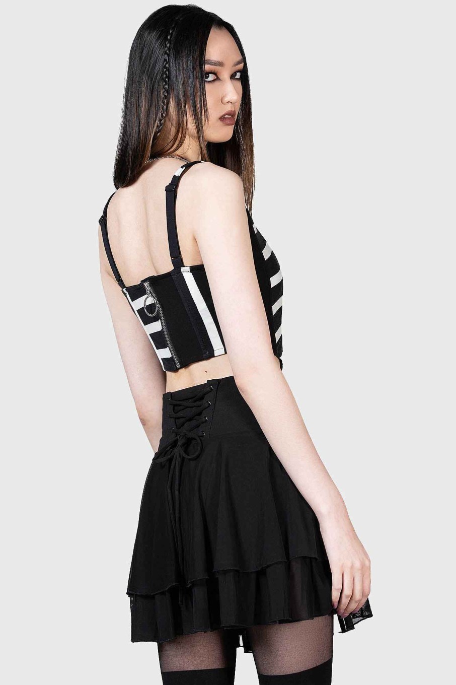 Women KILLSTAR Tops | Zoyas Terror Corset Top Black/White