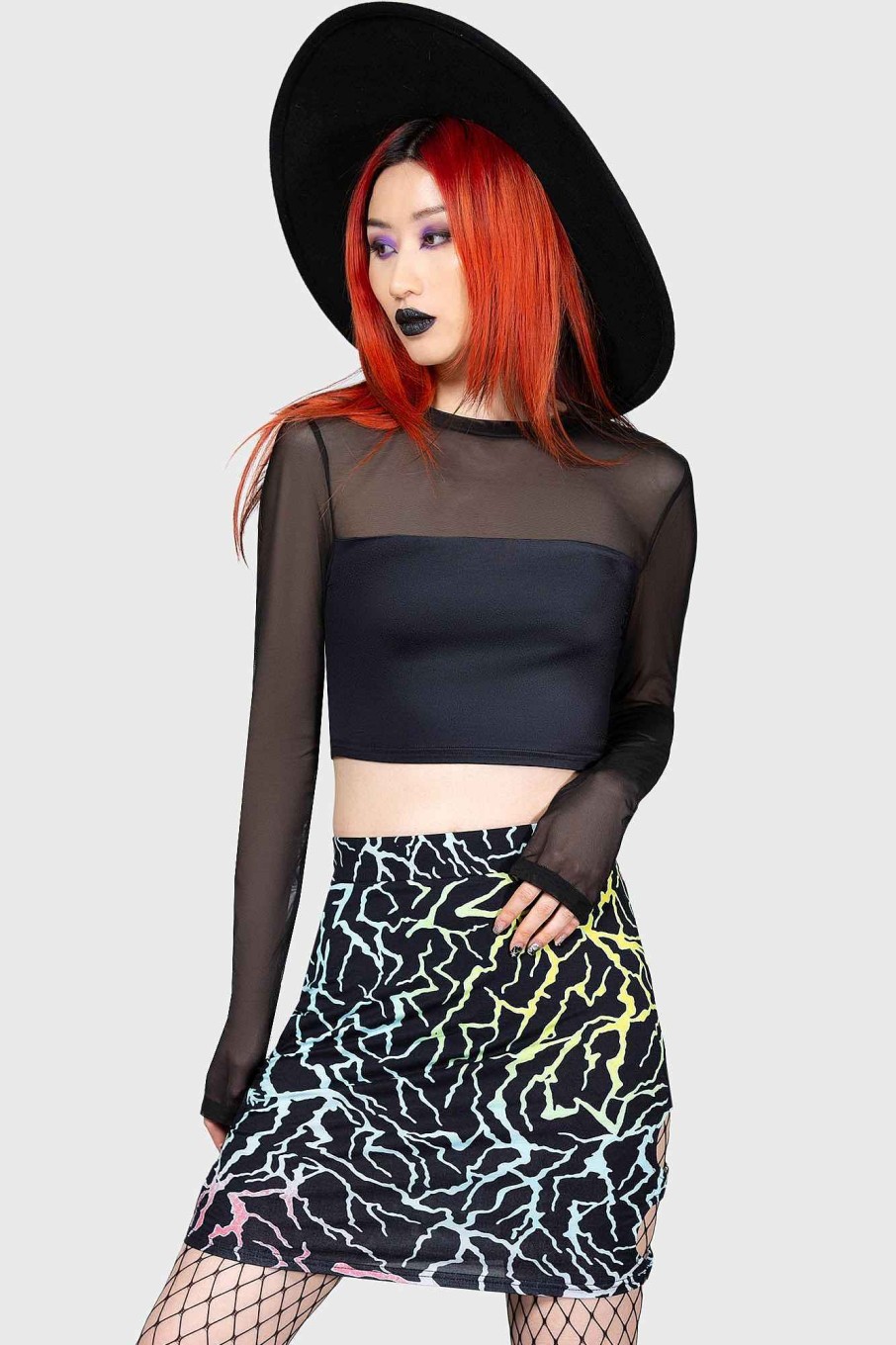 Women KILLSTAR Tops | Ghoul Sweat Crop Top Black