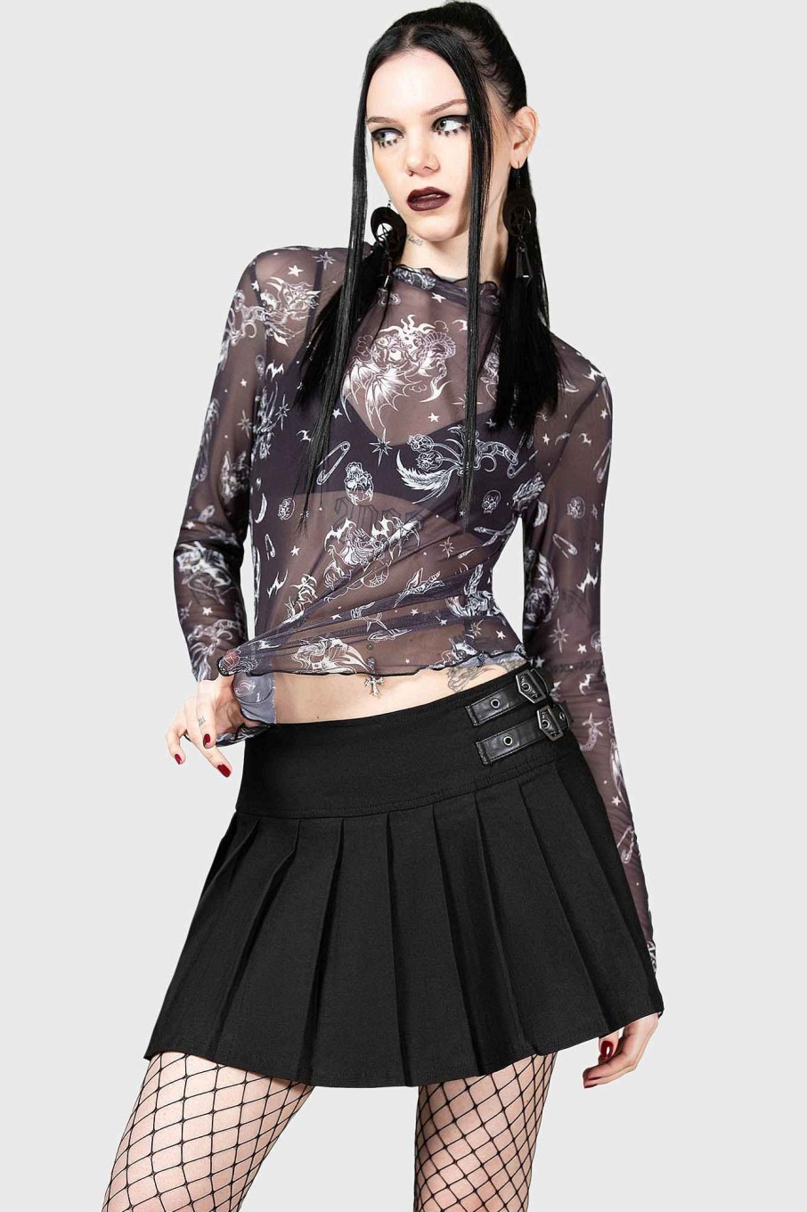 Women KILLSTAR Co-Ords | Dazed Skull Crop Top Black