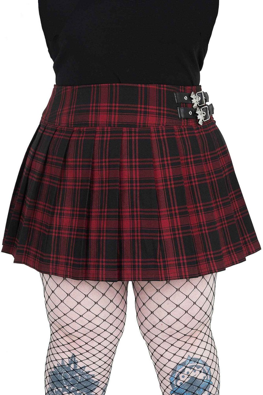 Plus KILLSTAR Bottoms | Bat Girl Skirt [Tartan] [Plus] Red Tartan