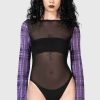 Women KILLSTAR Tops | Sweetheart Dreams Bodysuit Purple Tartan