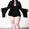 Plus KILLSTAR Loungewear | Spirit Of Slumber Hooded Playsuit [Plus] Black