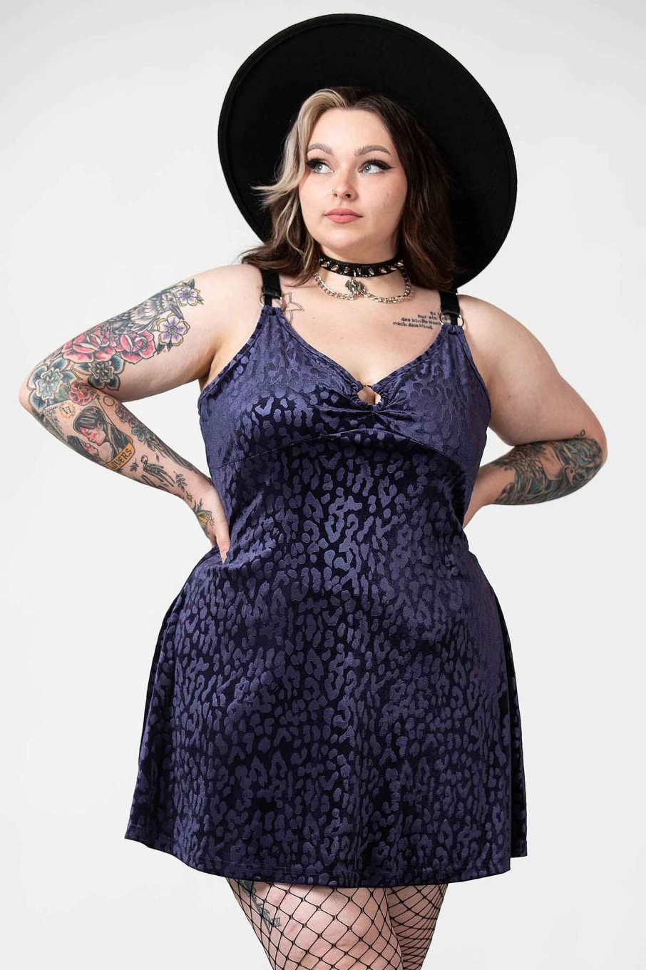 Plus KILLSTAR Dresses | Cool Cat Dress [Plum] [Plus] Purple