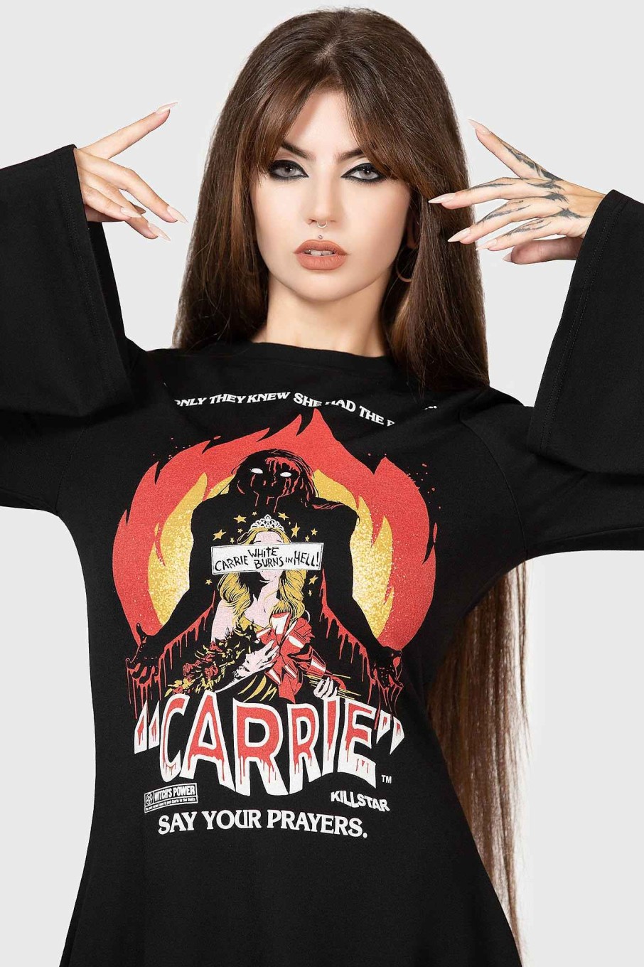 Women MGM CARRIE Dresses | Creepy Carrie Skater Dress Black