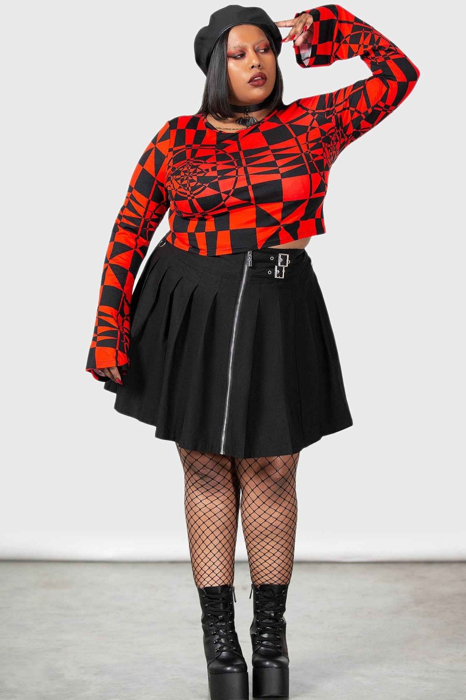 Plus KILLSTAR Co-Ords | Suspiria Mood Crop Top [Black/ ] [Plus] Red