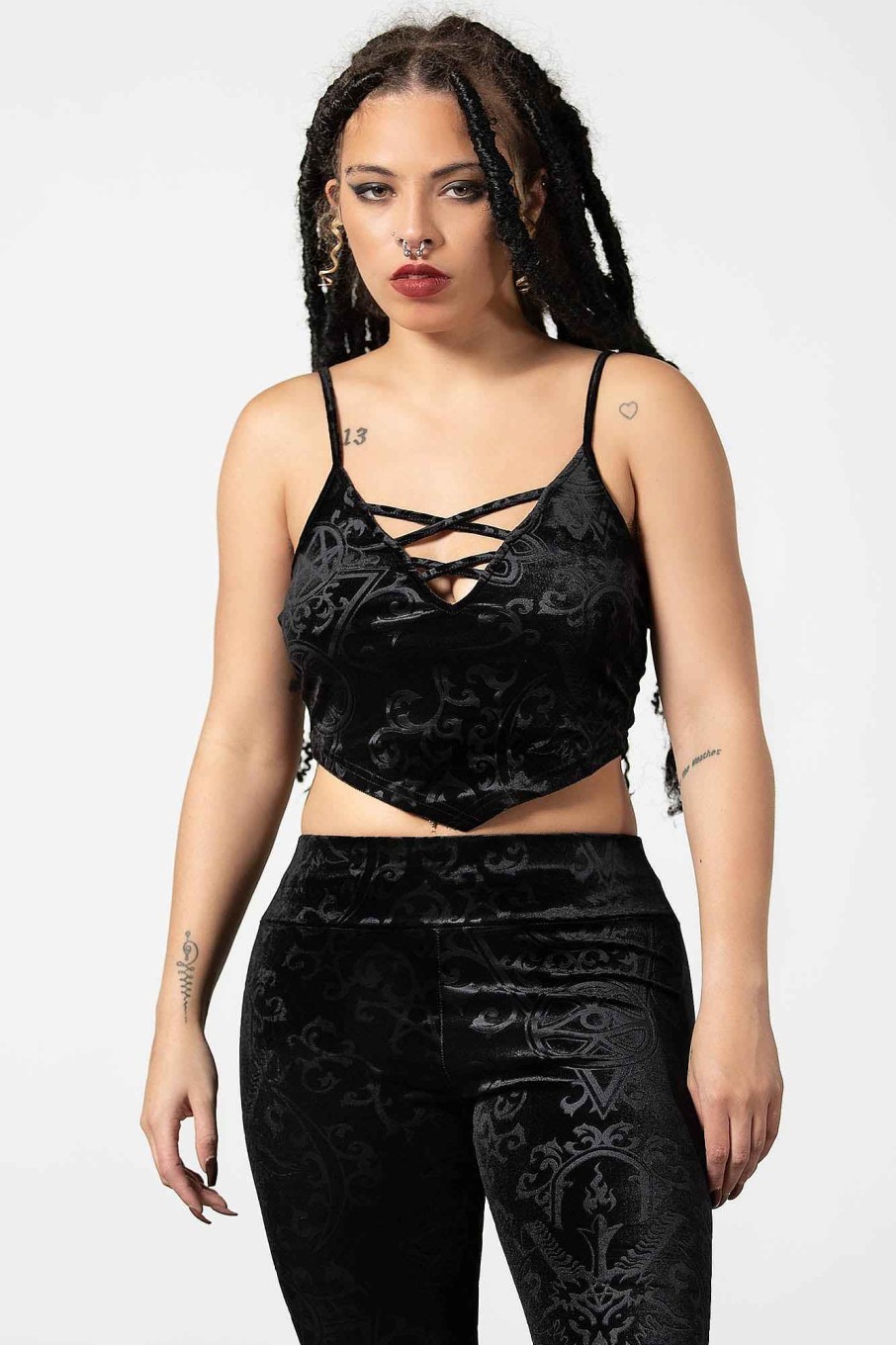 Women KILLSTAR Tops | Blasphemia Strappy Top Black