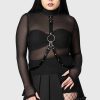 Women KILLSTAR Tops | Mock Widow Mesh Top Black