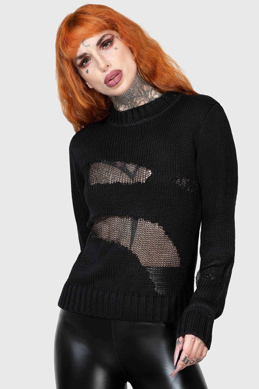 Women KILLSTAR Knitwear | Torn Apart Sweater Black