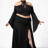 Plus KILLSTAR Bottoms | Hellverina Split Maxi Skirt [Plus] Black