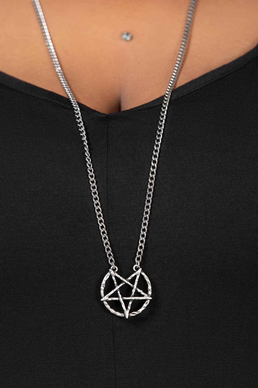 Accessories KILLSTAR Necklaces | Broken Seal Pentagram Necklace Silver