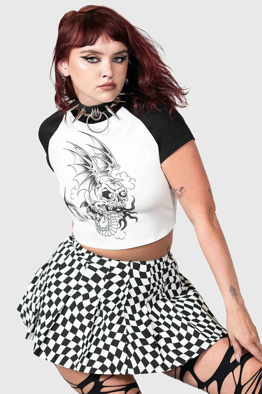 Women KILLSTAR Skirts | Punk/Wave Mini Skirt Black/White