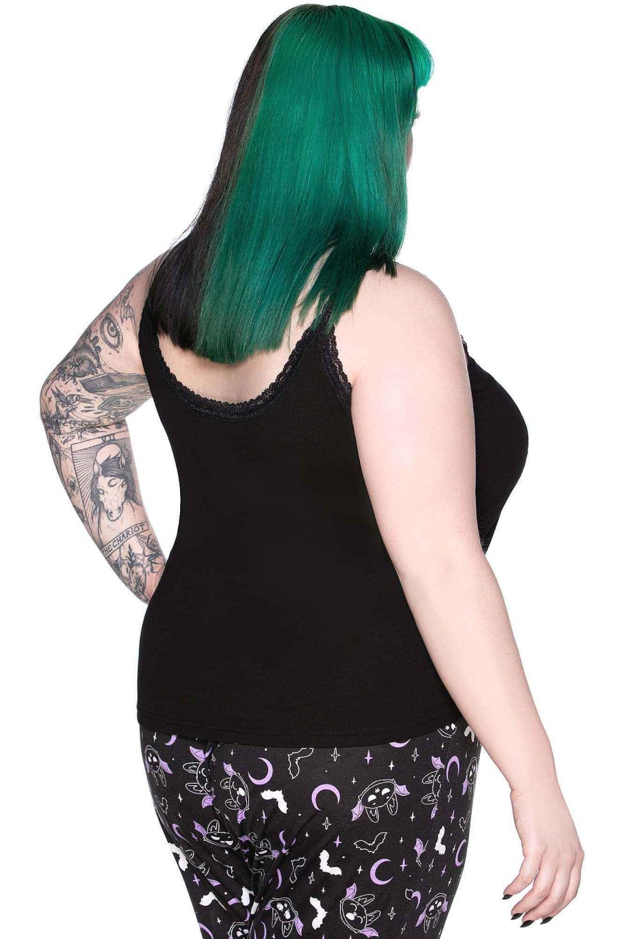 Plus KILLSTAR Loungewear | Batty Lace Cami [Plus] Black