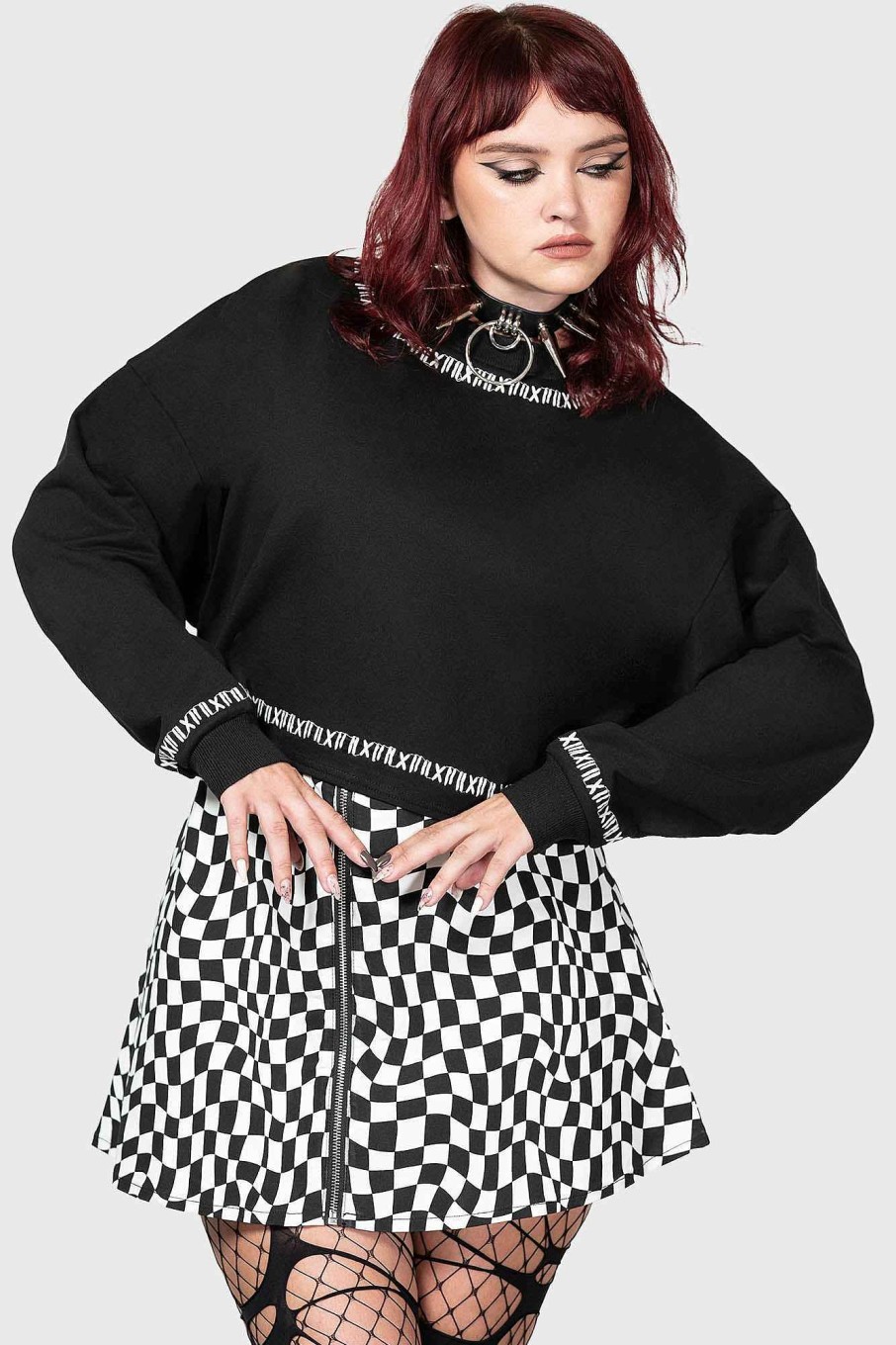 Women KILLSTAR Knitwear | Fright N Terror Crop Sweater Black