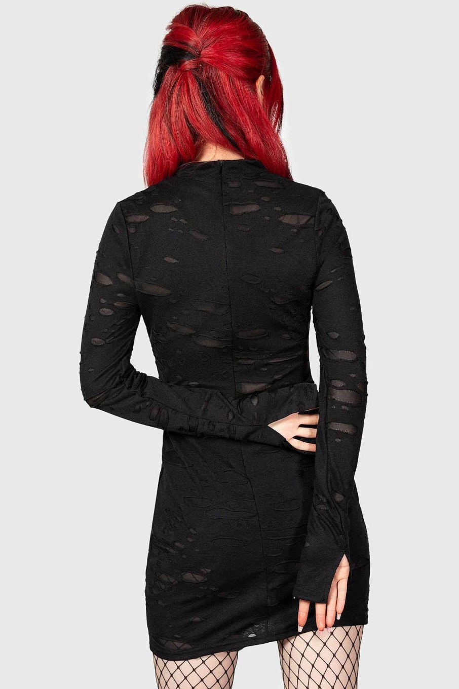 Women KILLSTAR Dresses | Sinners Glimmer Long Sleeve Dress Black