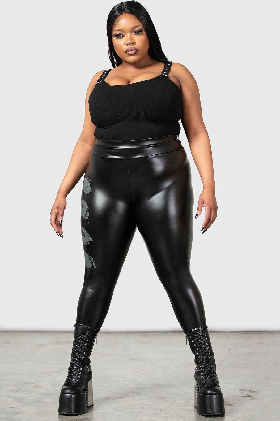 Plus KILLSTAR Bottoms | See Through You Leggings [Plus] Black