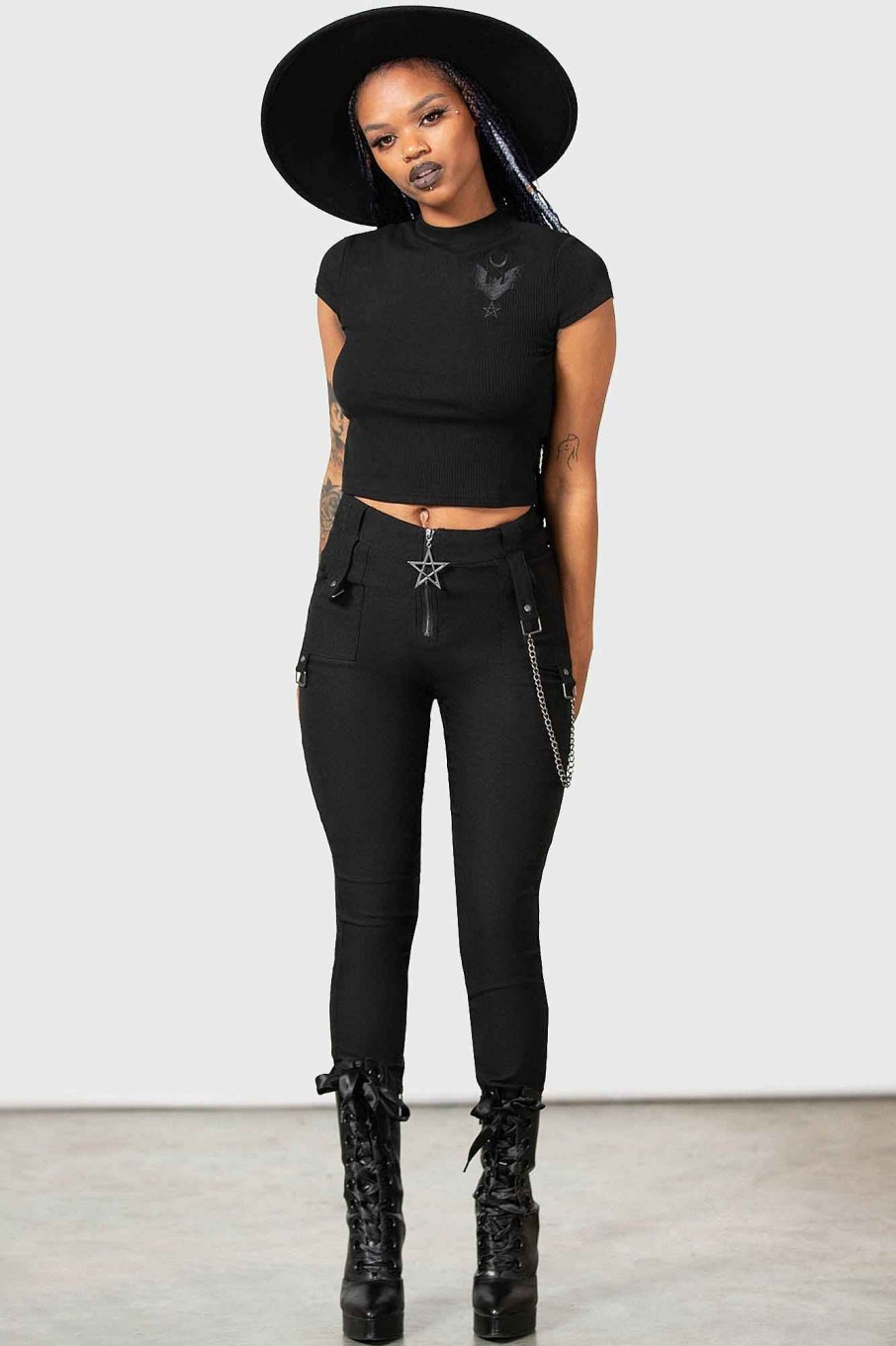 Women KILLSTAR Bottoms | Tartanarchist Trousers [B] Black