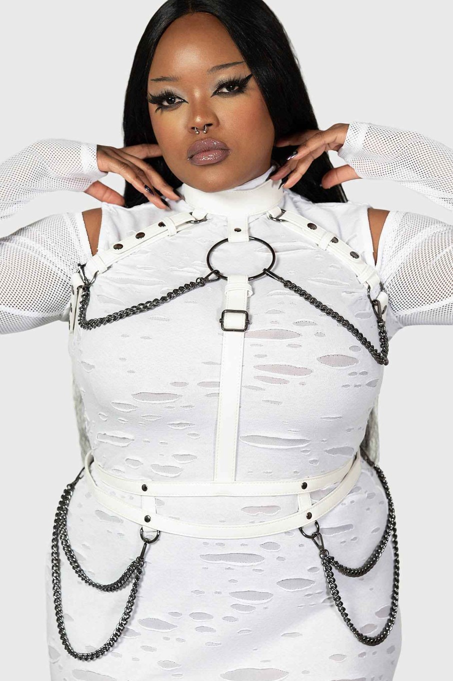 Accessories KILLSTAR Harnesses & Belts | Baphomet Bones Harness [Plus] White