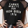 Women MGM CARRIE Tops | Senior Prom Shrunken T-Shirt Black