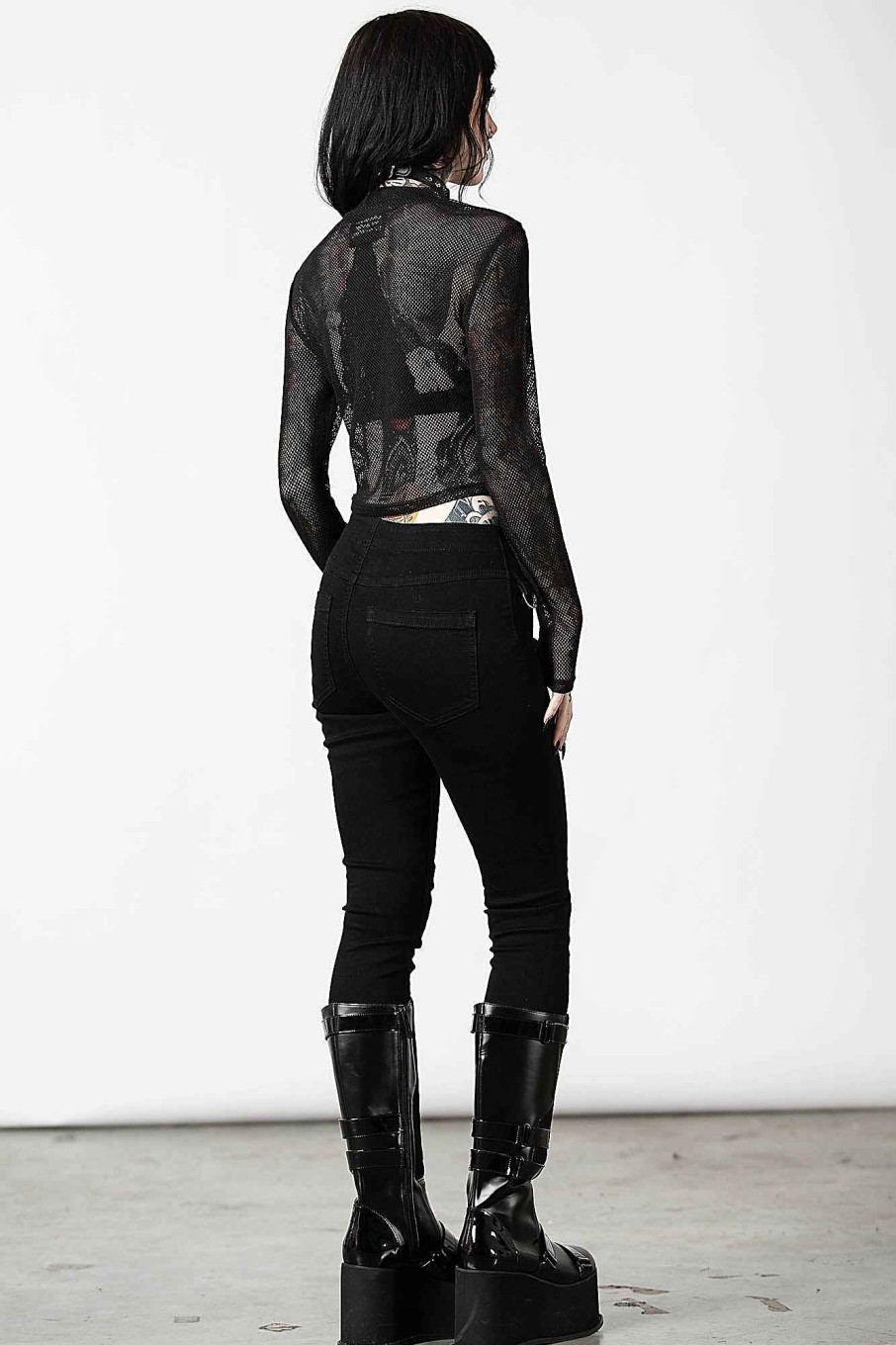 Women KILLSTAR Tops | Planetary Party Mesh Top Black