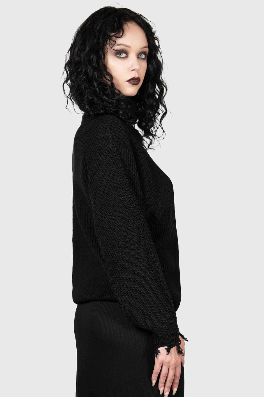 Women KILLSTAR Knitwear | Corvus Sweater Black