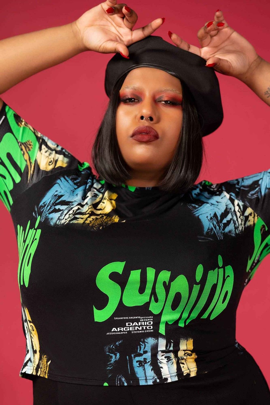 Collabs KILLSTAR | Suspiria Poster Short Sleeve Top [Plus] Black