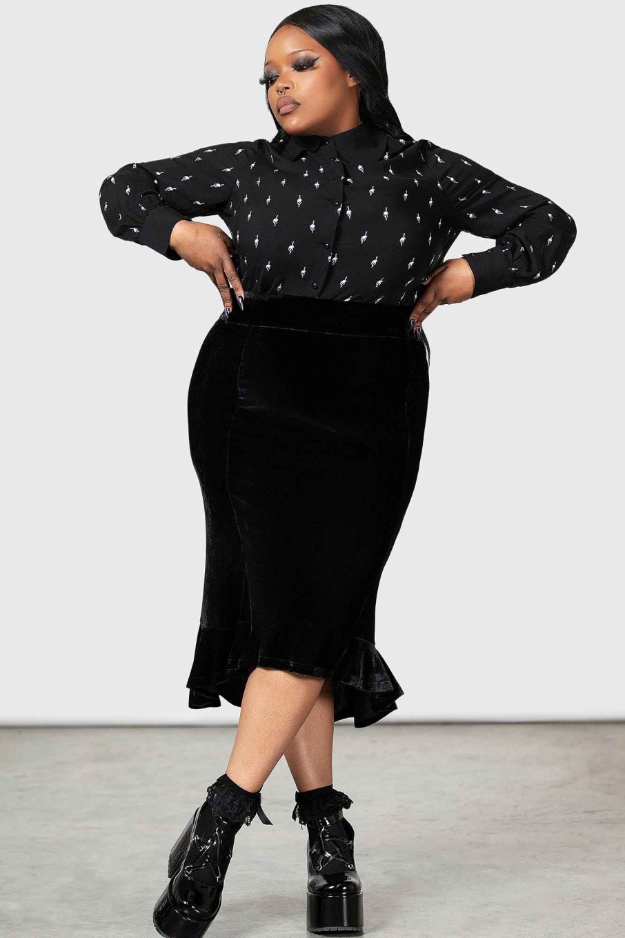 Plus MGM WEDNESDAY Skirts | Little Storm Cloud Midi Skirt [Plus] Black