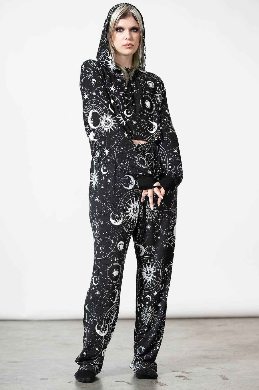 Women KILLSTAR Outerwear | Galaxy Cropped Hoodie Black