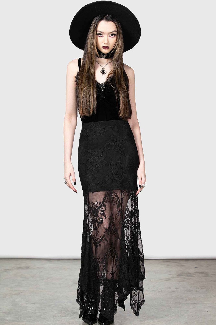 Women KILLSTAR Skirts | Rosa Lace Maxi Skirt Black