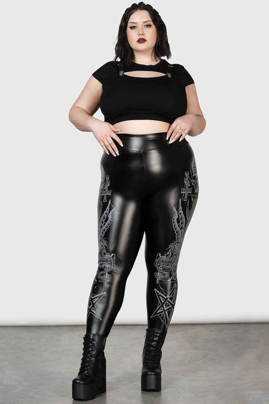 Plus KILLSTAR Bottoms | Screech Owl Leggings [Plus] Black