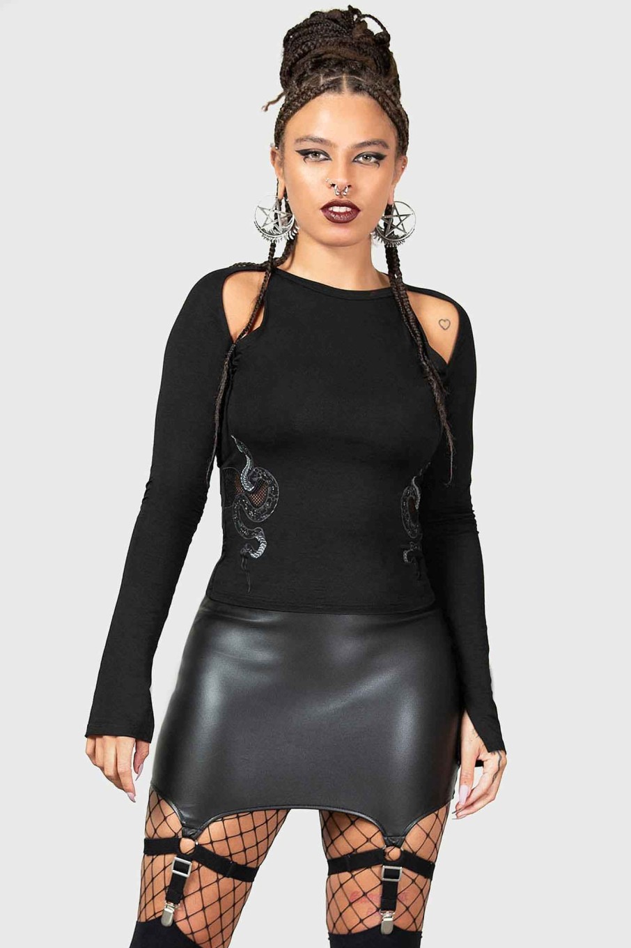 Women KILLSTAR Tops | Femme Fangs Top Black