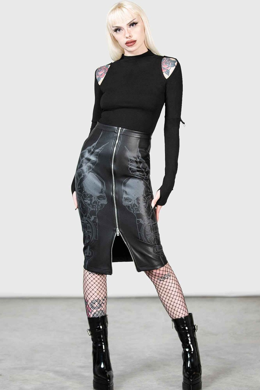 Women KILLSTAR Skirts | Darkest Myth Pencil Skirt Black