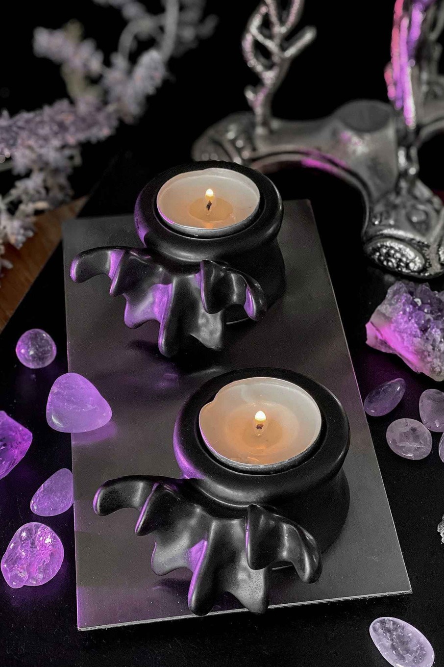 Home KILLSTAR Candles & Scent | Ossuary Tealight Holder (Set Of 2) [B] Black