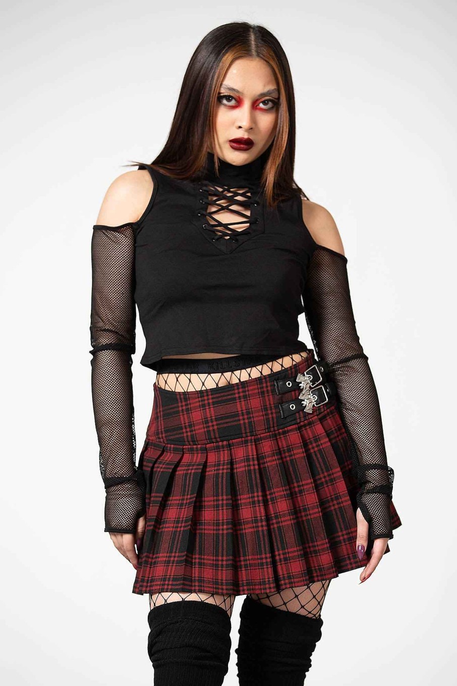 Women KILLSTAR Skirts | Bat Girl Skirt [Tartan] Red Tartan