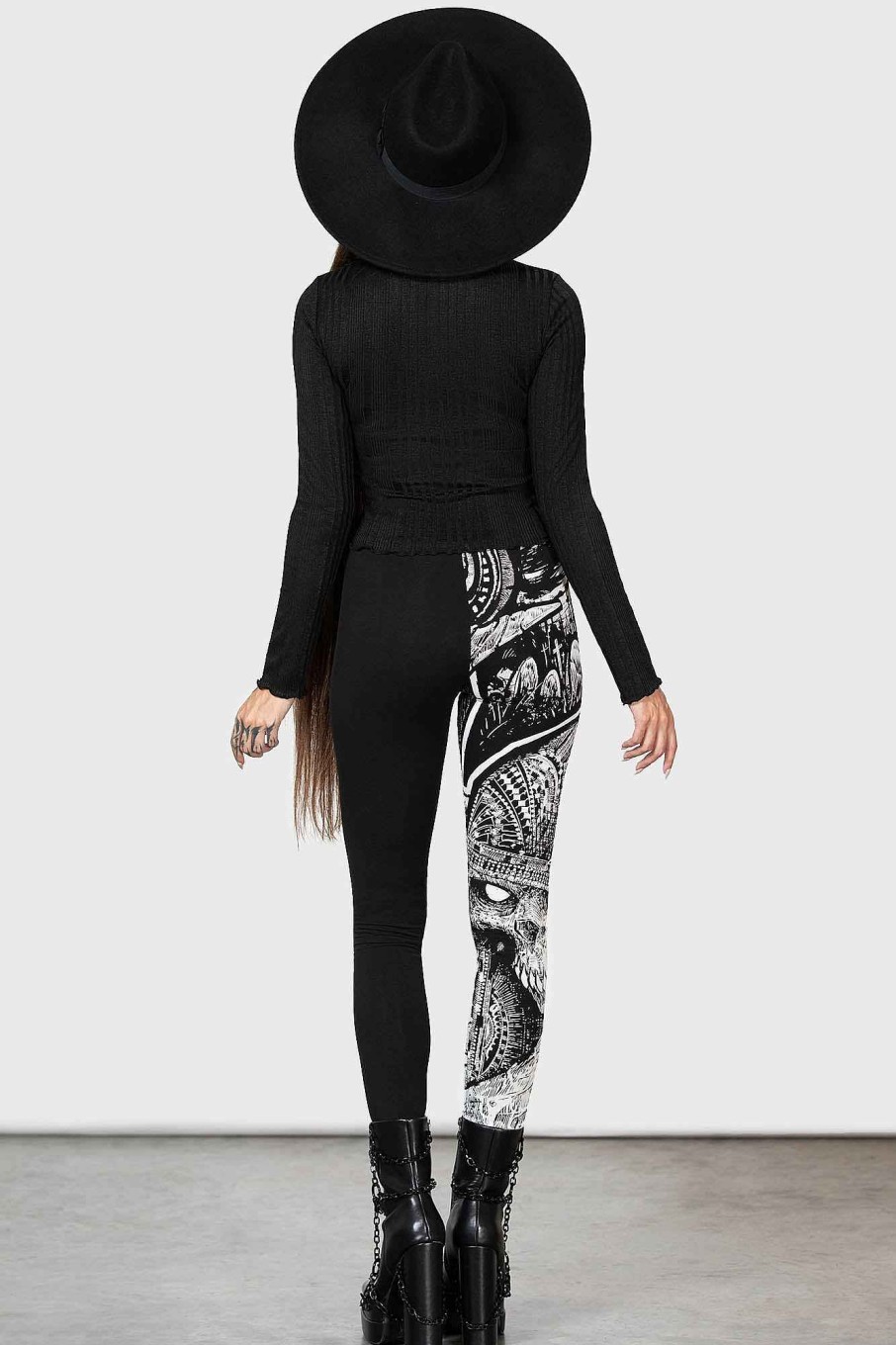 Women KILLSTAR Bottoms | Horned God Leggings Black/White