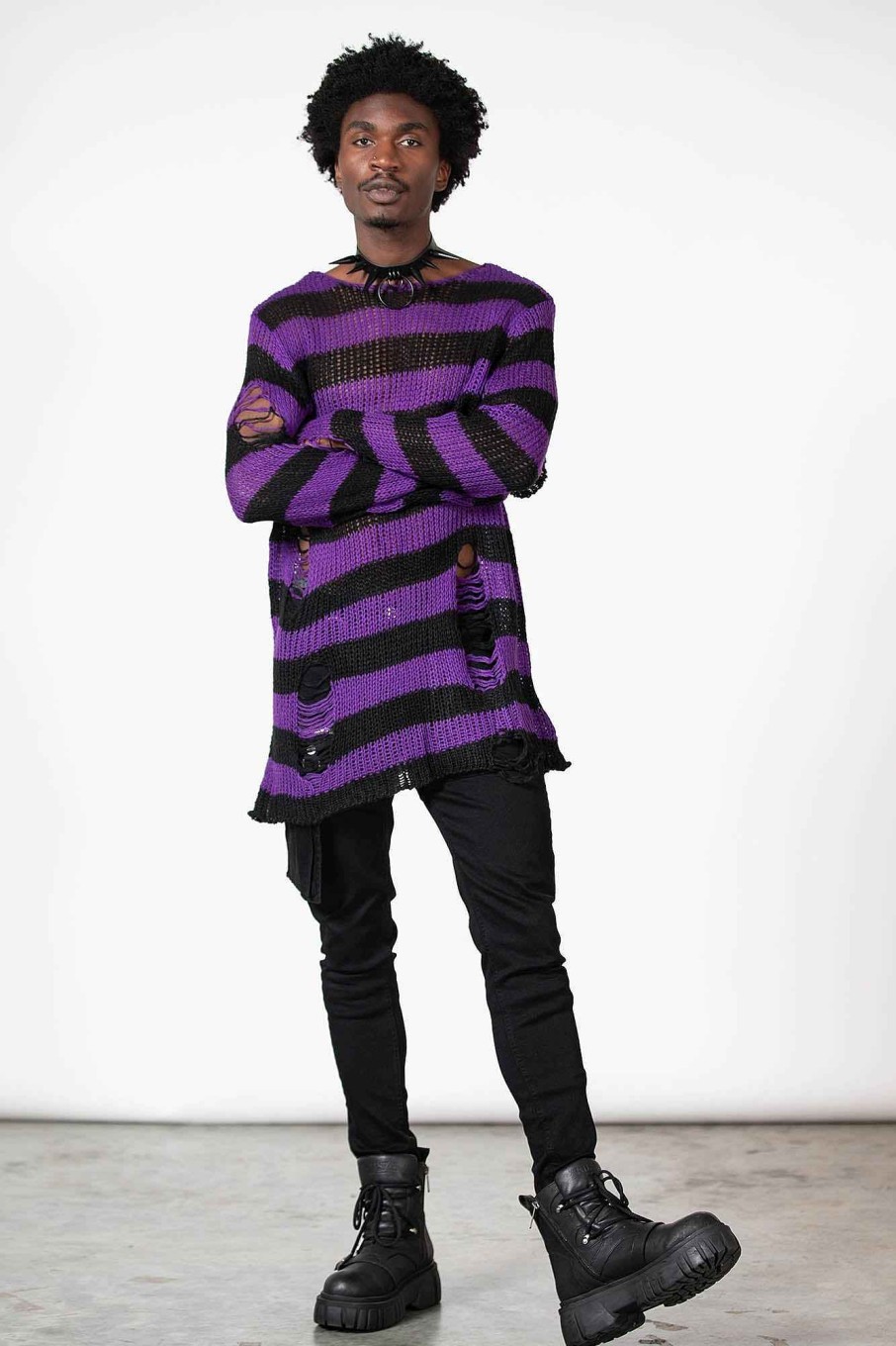 Men KILLSTAR Knitwear | Hazed Out Knit Sweater Purple