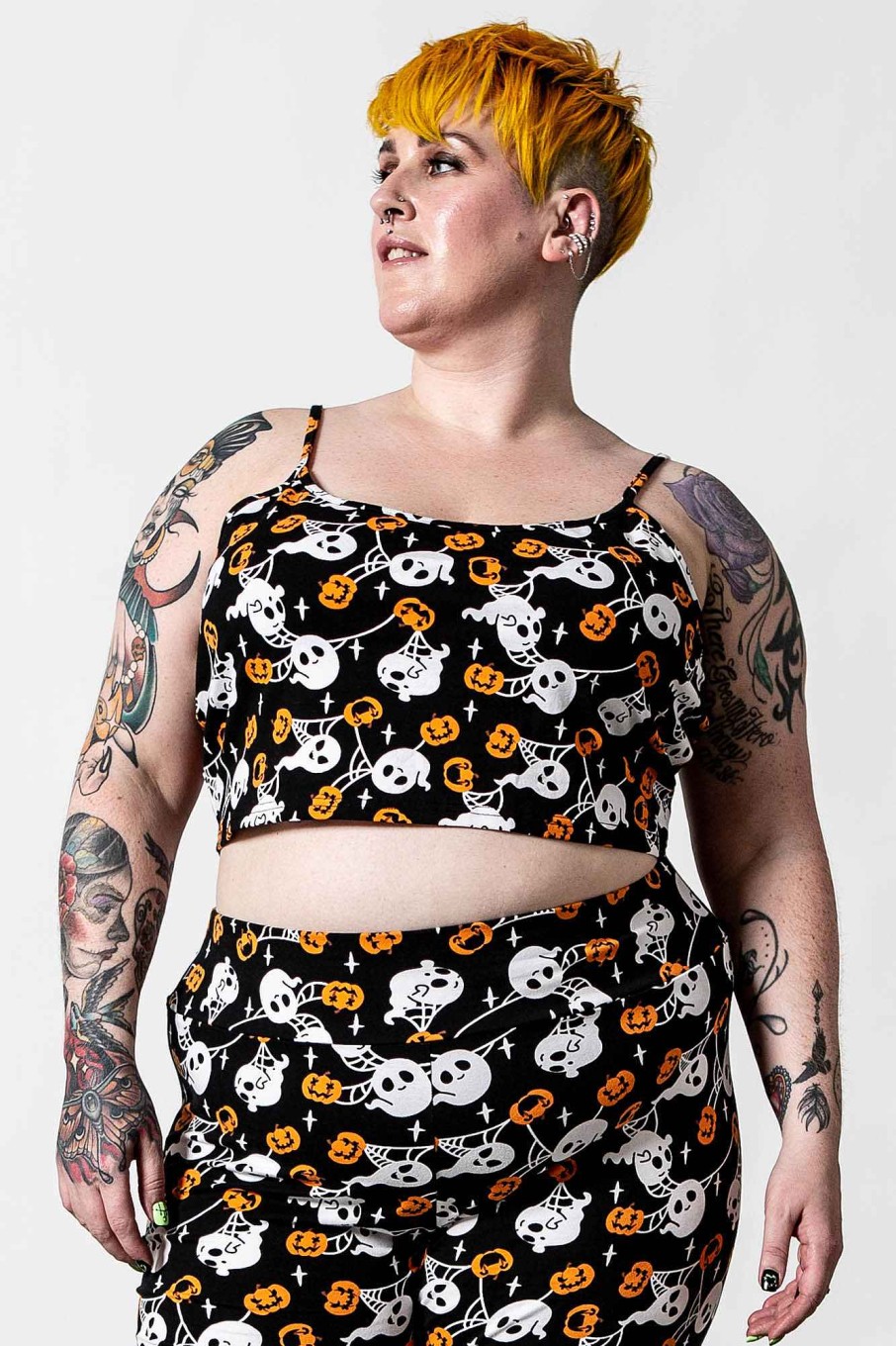 Plus KILLSTAR Loungewear | Haunted Pumpkin Cropped Cami [Plus] Black