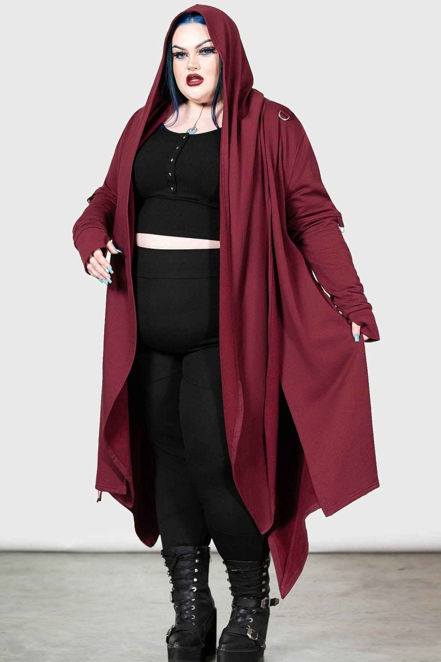 Plus KILLSTAR Knitwear | Assassins Hooded Cardigan [ ] [Plus] Red