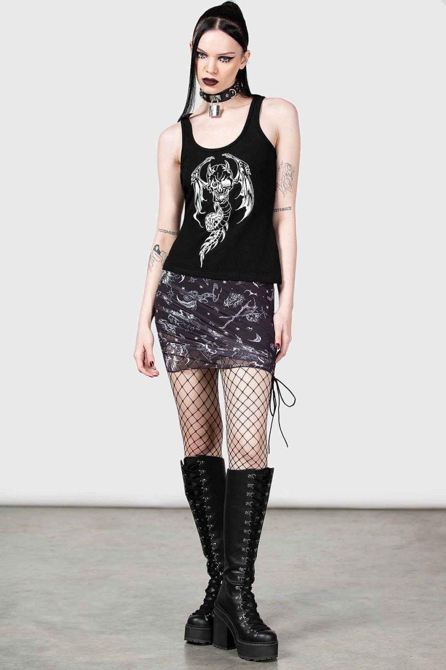 Women KILLSTAR Co-Ords | Dazed Skull Mini Skirt Black