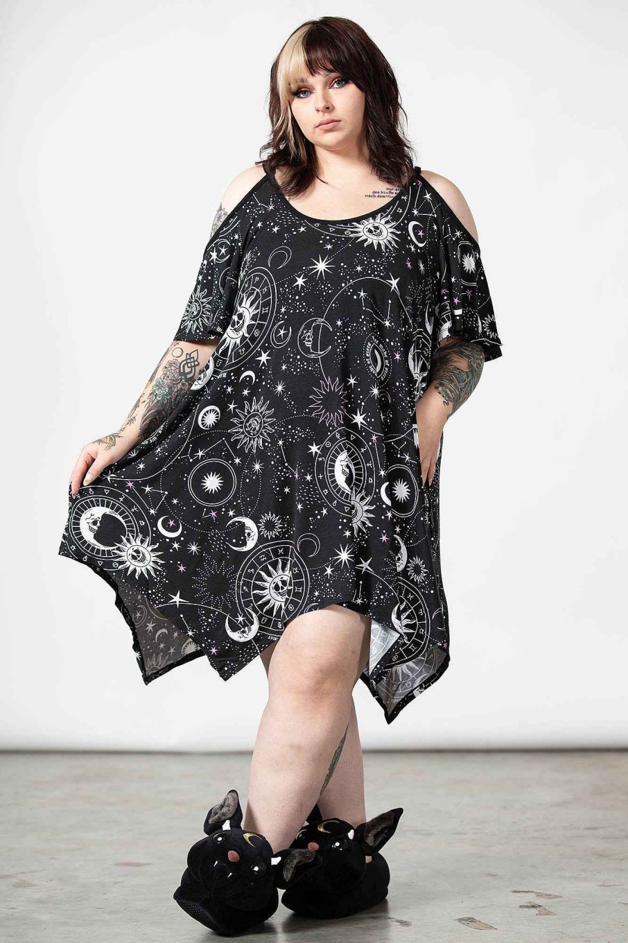 Plus KILLSTAR Loungewear | Zodiac Lounge Dress [Plus] Black