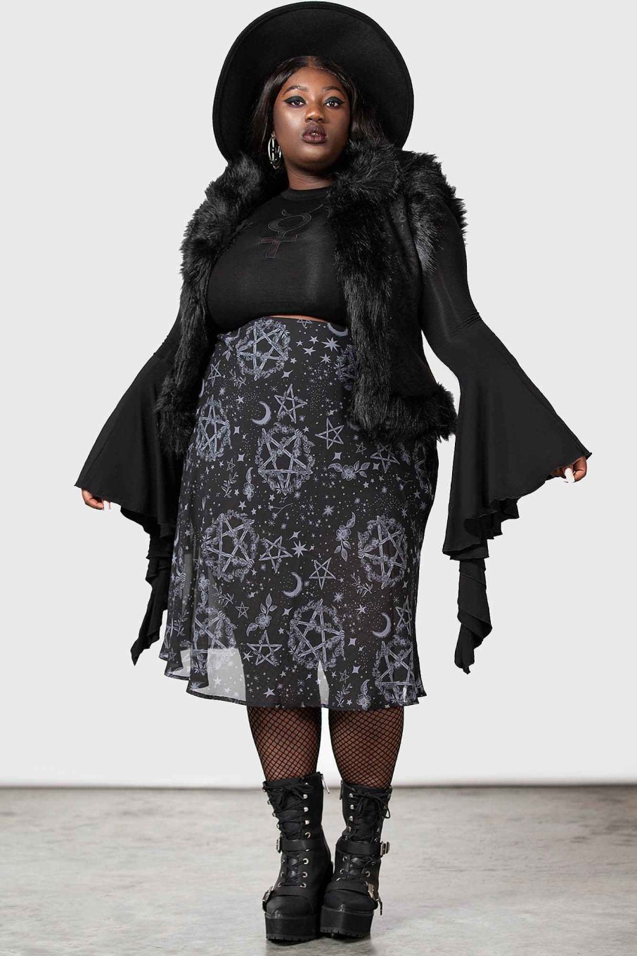 Plus KILLSTAR Co-Ords | Luella Bias Midi Skirt [Plus] Black